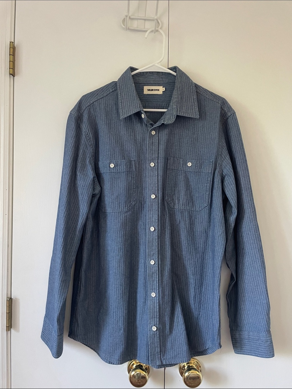 Taylor Stitch Blue Pinstripe Long-Sleeve Button Shirt